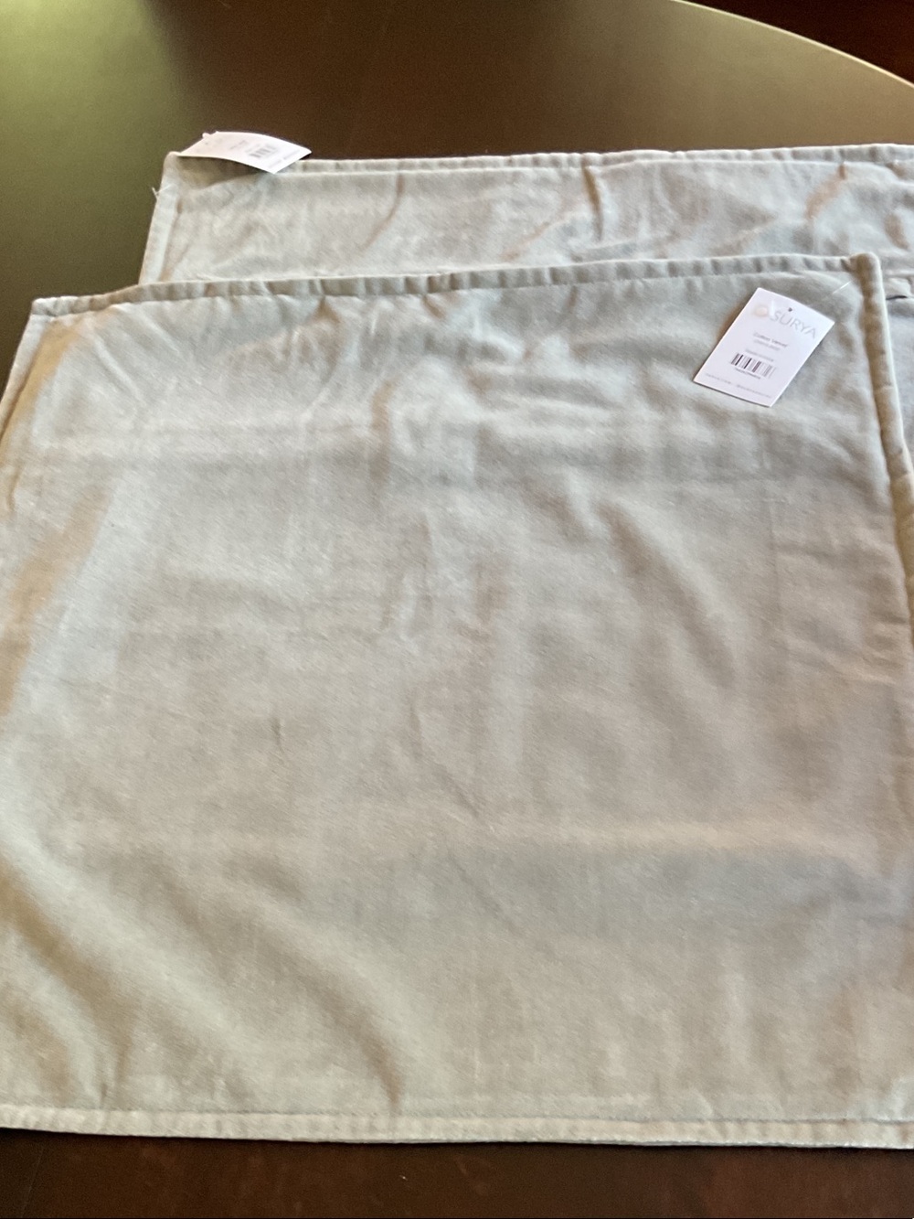 Surya Cotton Velvet Pillow Covers in Light Sage - Set of 2